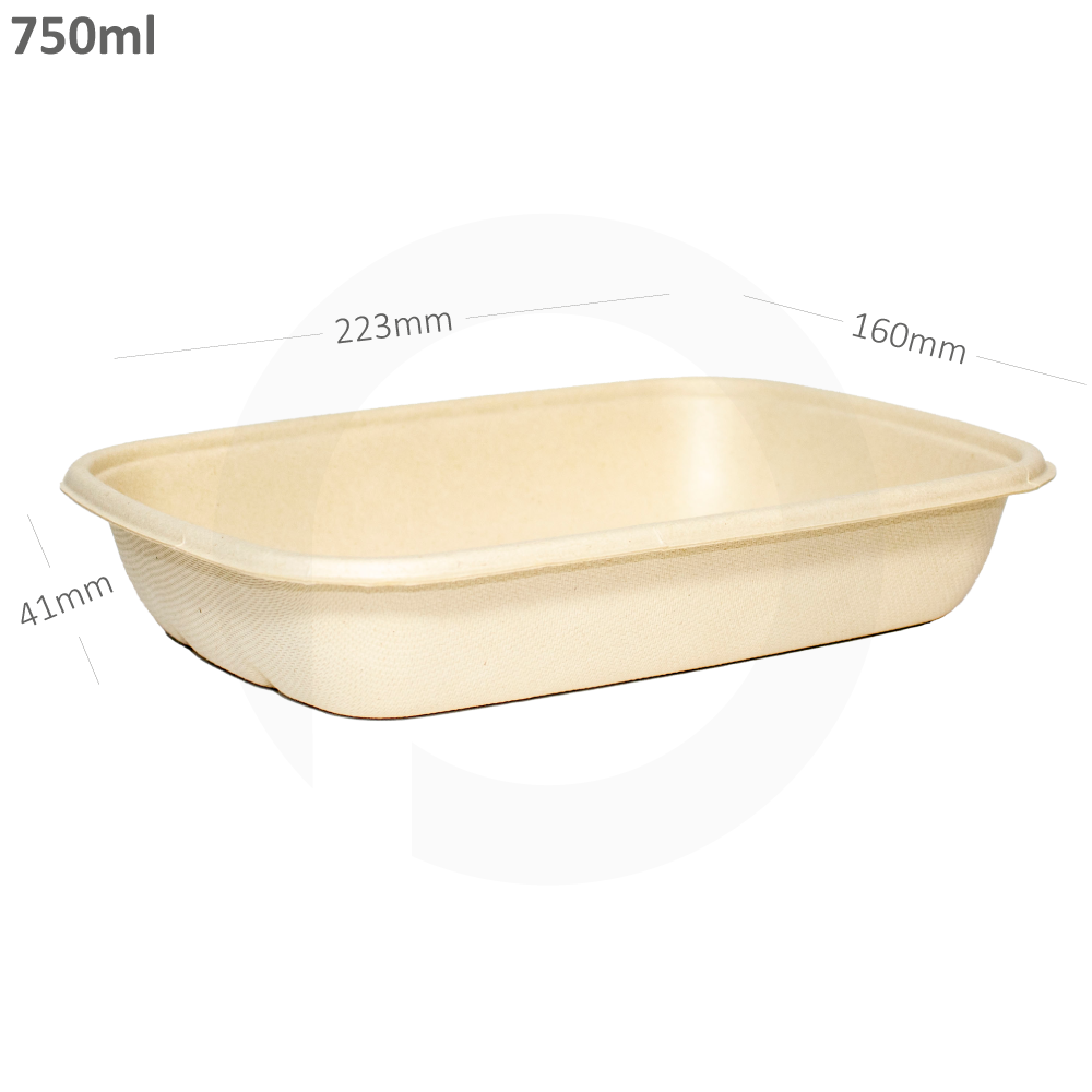 750ml Bagasse Sugarcane Food Bowl 500 /ctn /علبة طعام قصب السكر 750 مل مستطيلة 500 حبة