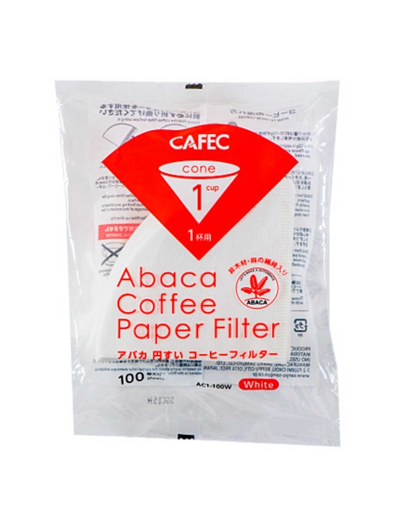 CAFEC V60 1cups filter 80 pieces - كرتون فلاتر ورقي أبيض من كافيك مقاس 01