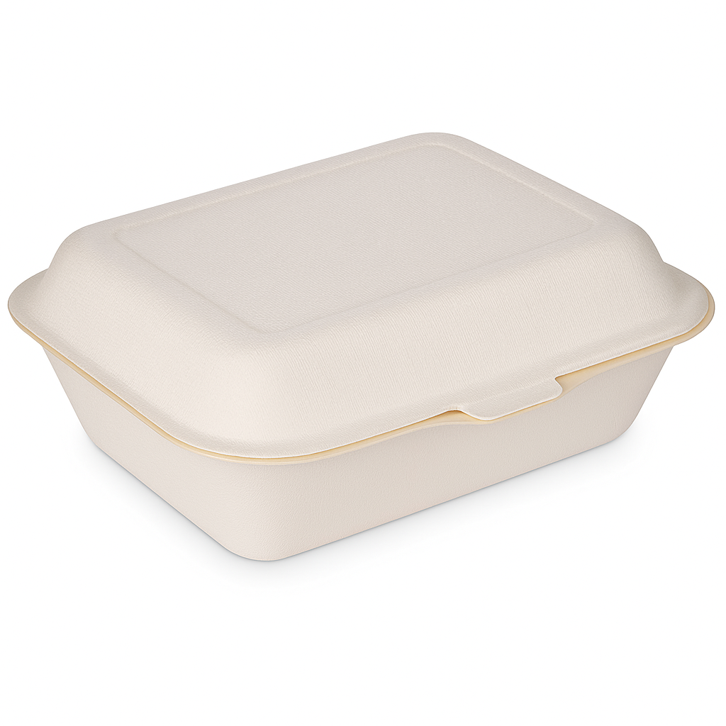 450ML Sugarcane Mini lunch box CTN 500 PCS / علبة وجبات بغطاء متصل من القصب السكر 450 ملم كرتون 500 حبة