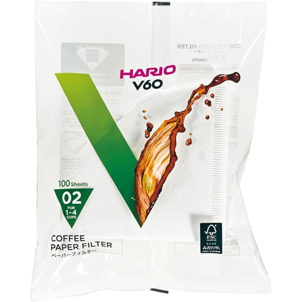Hario V60 4cups 02 filter 120 pieces / فلاتر ورقي أبيض من هاريو مقاس 02 كرتون 120 حبة