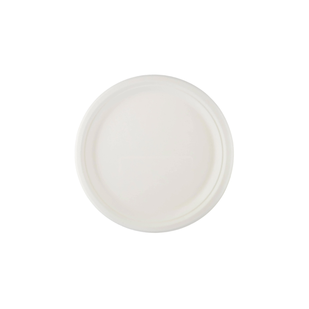 7 inch Sugarcane plate white color CTN 1000 PCS / صحن 7 انش من القصب السكر لون ابيض كرتون 1000 حبة