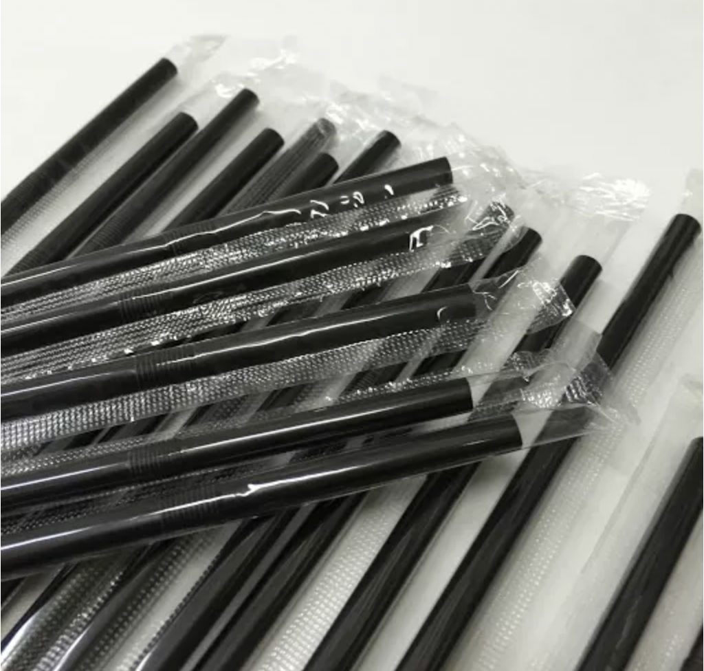 Black Straw 8 ml packed 3000 pcs / مصاص مغلف اسود 8 مل  كرتون 3000 حبة