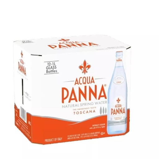 ACQUA PANNA MWT NATURAL 1L - box 12 pieces / اكوا بانا مياه معدنية طبيعية 1 لتر - زجاج كرتون 12 حبة
