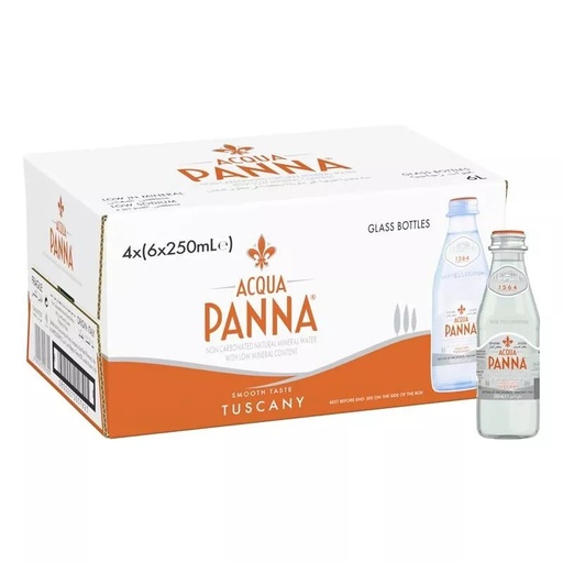 ACQUA PANNA MWT NATURAL 250ml - box 24 pieces / اكوا بانا مياه معدنية طبيعية 250 مل - زجاج كرتون 24 حبة