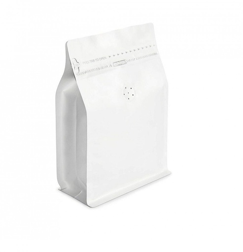 250g White Stand Up Ziplock Valve Bag  / اكياس قهوة 250 جرام ابيض بصمام