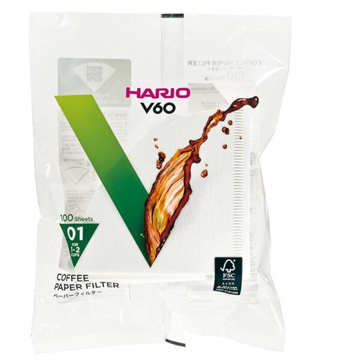 Hario V60 4cups 01 filter 150 pieces // فلاتر ورقي أبيض من هاريو مقاس 01 كرتون 150 حبة