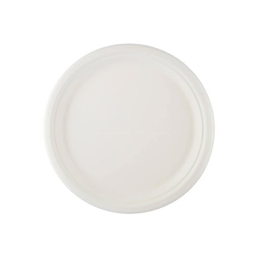 9 inch Sugarcane plate white color CTN 500 PCS / صحن 9 انش من القصب السكر لون ابيض كرتون 500 حبة