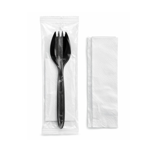 Spork with napkin wrapped, carton 1000 pieces / سبورك مع منديل مغلف كرتون 1000 حبة
