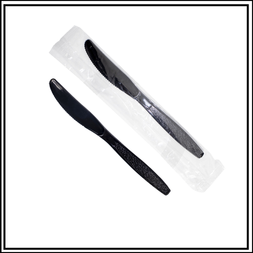 Plastic Knives black packed 1000 pieces / سكين بلاستيك مغلف اسود  كرتون 1000 حبة